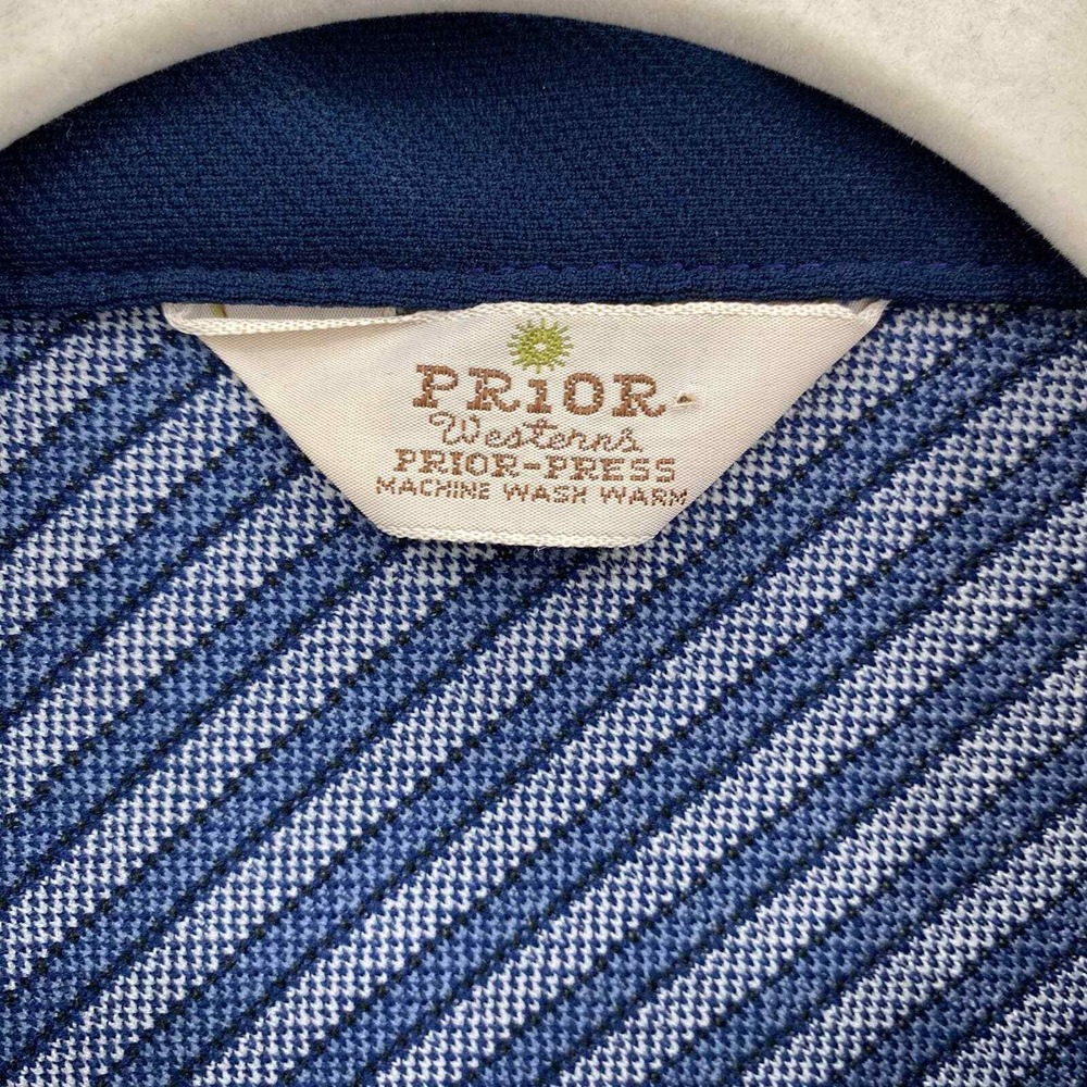 Prior Westerns Prior Press Button Front Shirt Womens Medium Blue White Vintage View 4